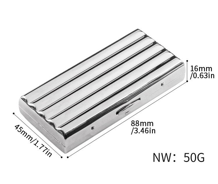 Siver Wave Pattern Metal Cigarette Case for 10pcs King Size Cigarettes
