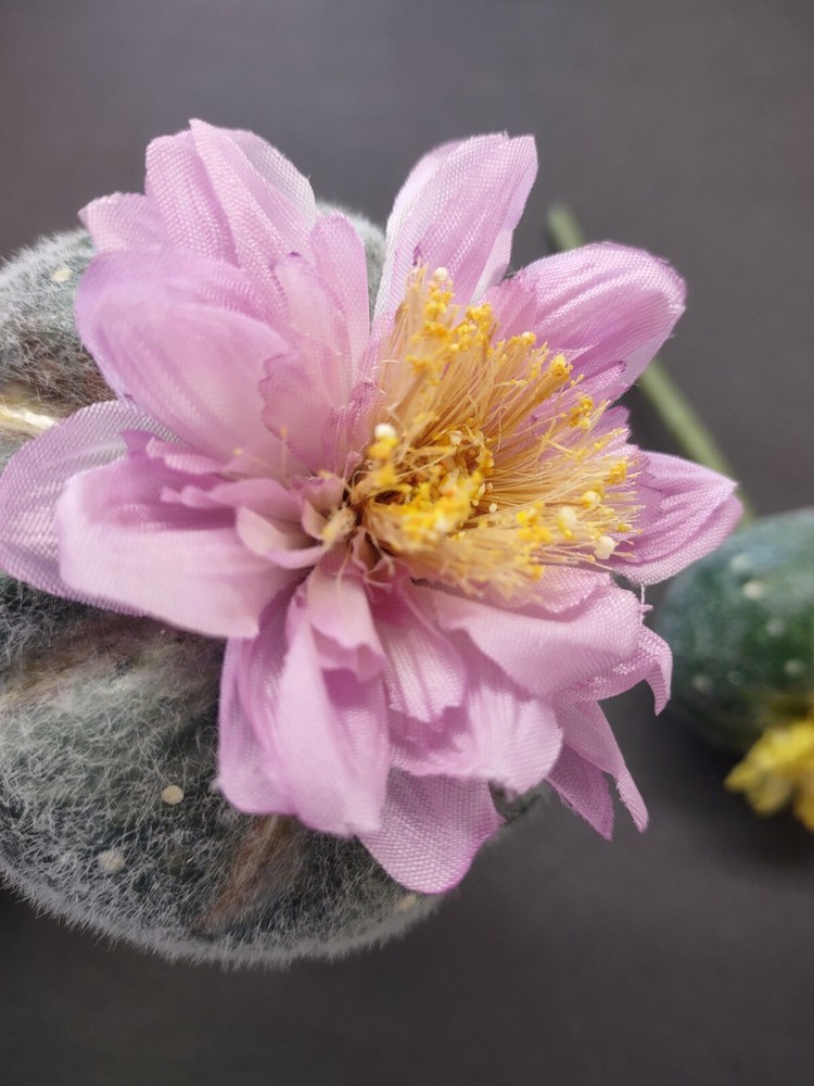 Artificial mini blooming barrel cactus. TWO pieces