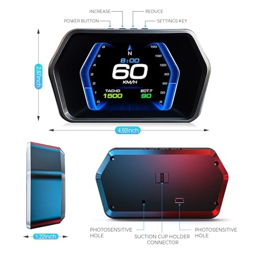 Car HUD Display, LCD Instrument Panel Speedometer with Overspeed Warning, BD-3