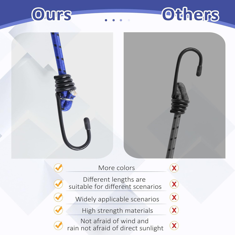 8 Pack Bungee Cords with Hooks,Elastic Bungee Straps,Includes 40",32", 24", 16",