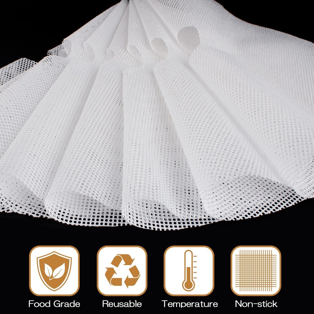 (8 Pack) Round Silicone Dehydrator Sheets, Dostk 8pcs 13" Diameter, white