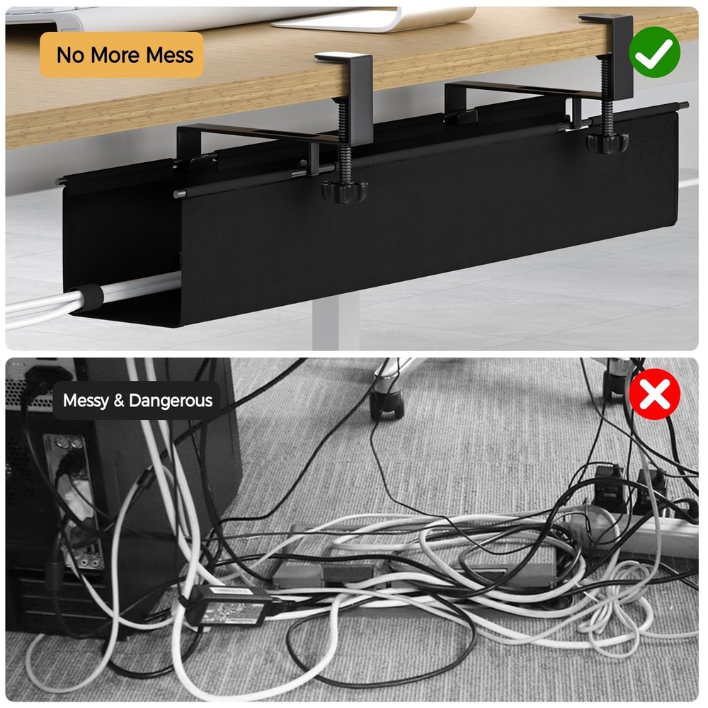 Under Desk Cable Management Tray 27.2" - No Drill Computer Wire Organizer Cab...