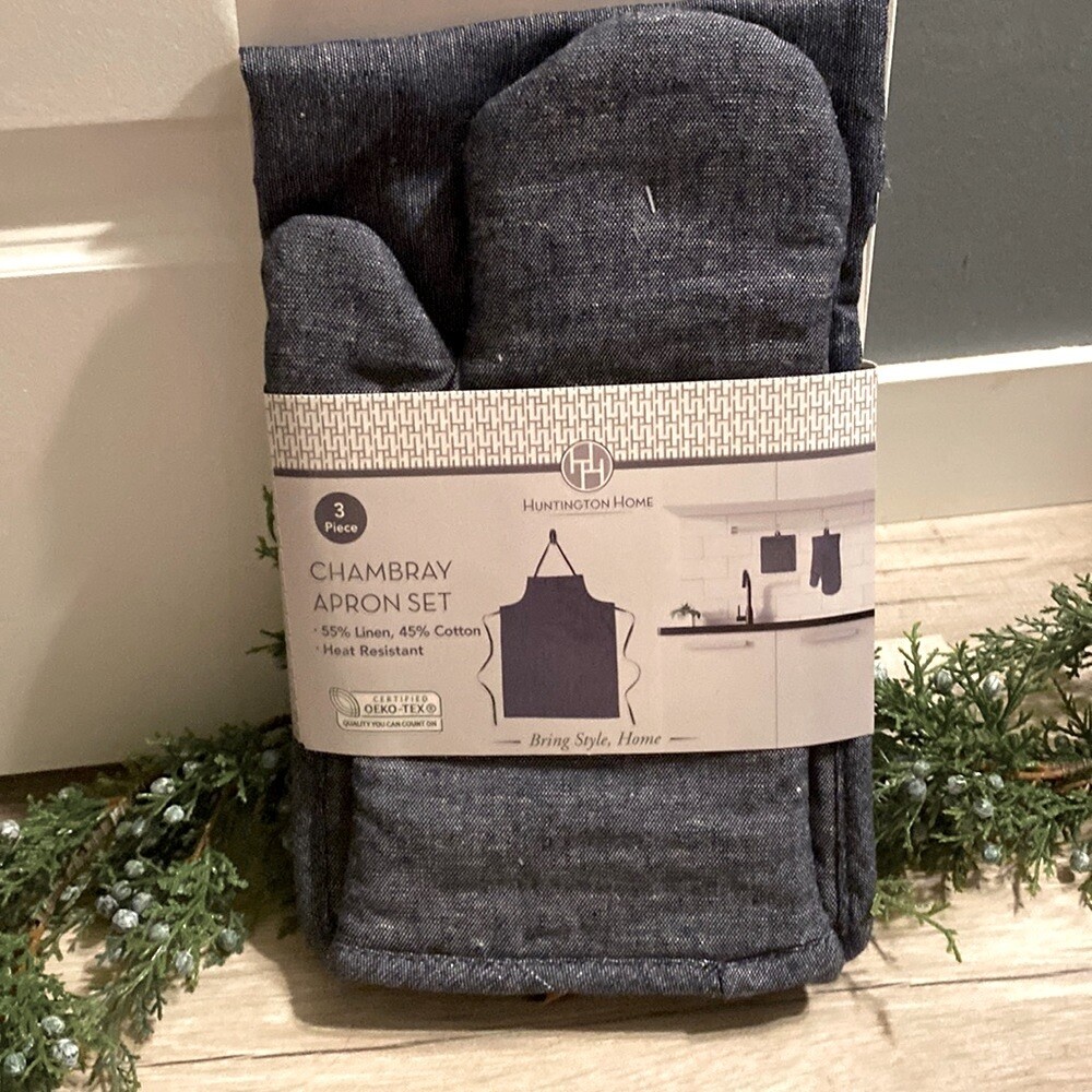 Huntington Home 3 Piece Apron Potholder MIT Set