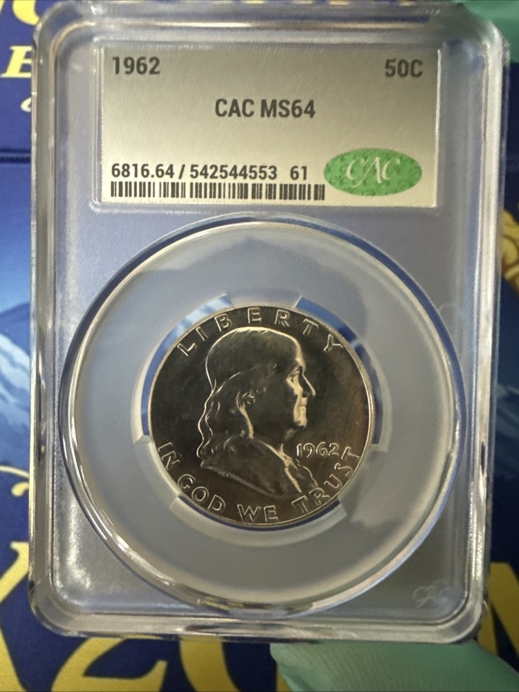 1962 P CAC MS64 Silver Benjamin Half Dollar