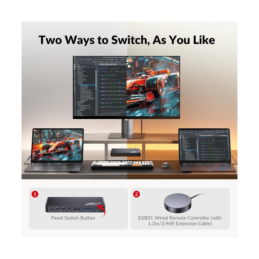 AV Access Docking Station KVM Switch 2 Monitors 2 Laptops, 4K HDMI KVM Switch...