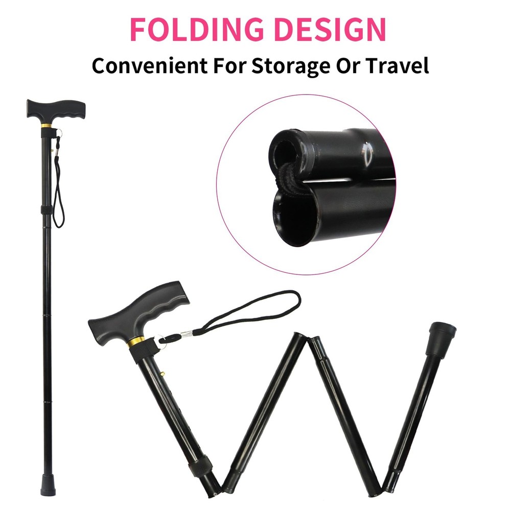 Folding Cane, 5-Level Adjustable Height Lightweight Portable Foldable Walking...