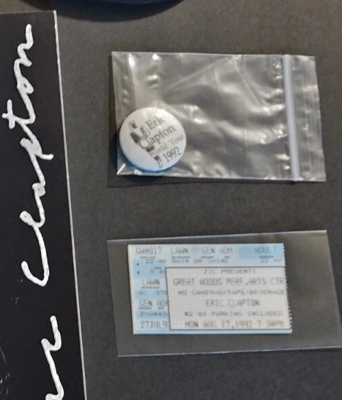 1992 Eric Clapton World TOUR CONCERT Ticket & Pin ONLY