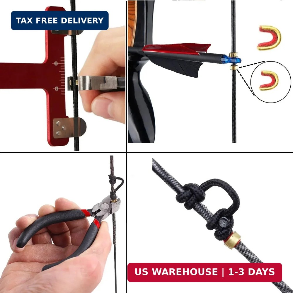Archery Bow String Nocking Points Set with T Square Ruler Nocking Buckle Pliers