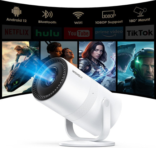 Mini Projector with Android 12 [Built-in App & Electric Focus] 1080P...