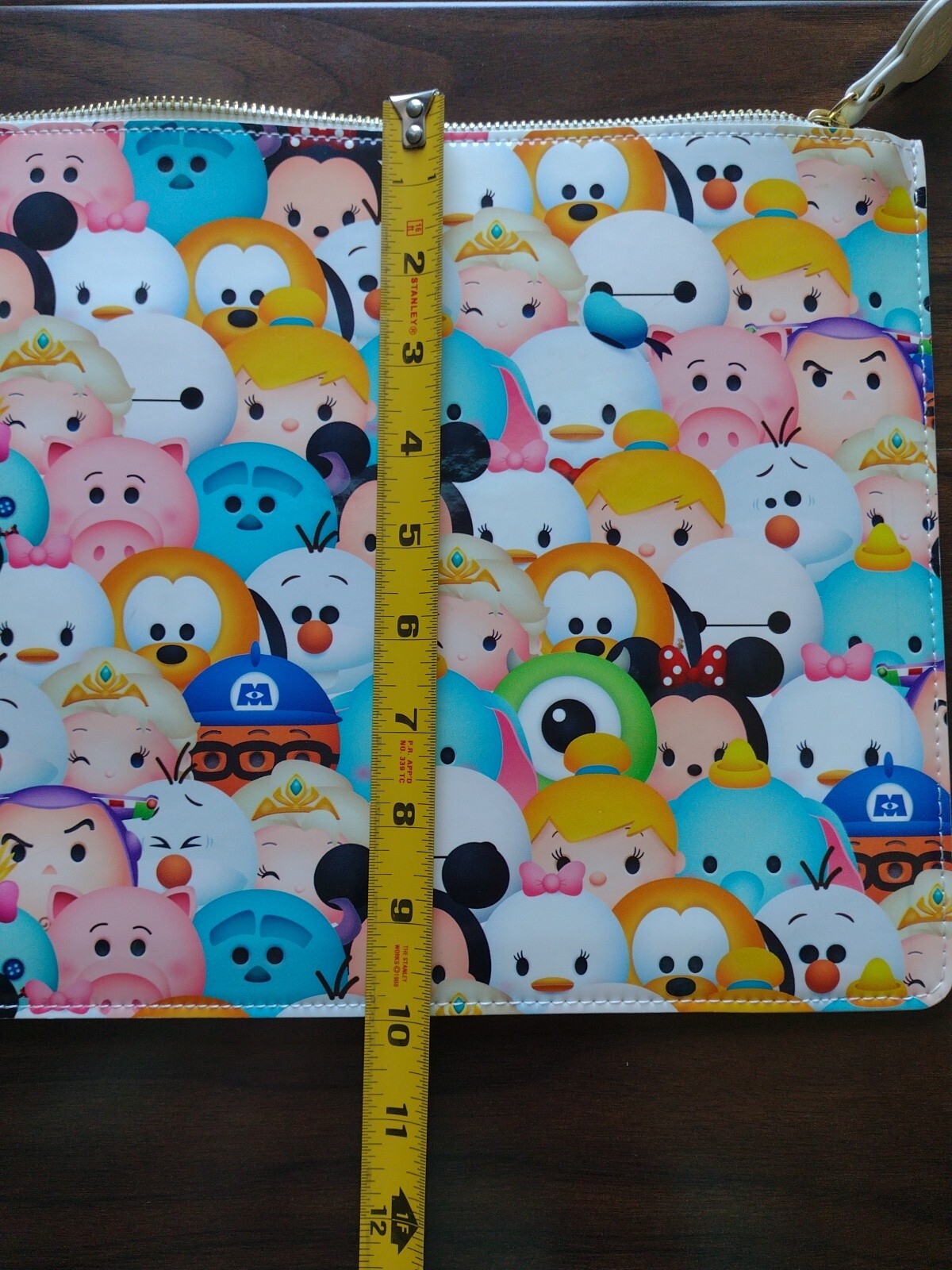 Large Disney Tsum Tsum Zip Pouch Wallet Call Out Vinyl Microfiber bag case 10x14