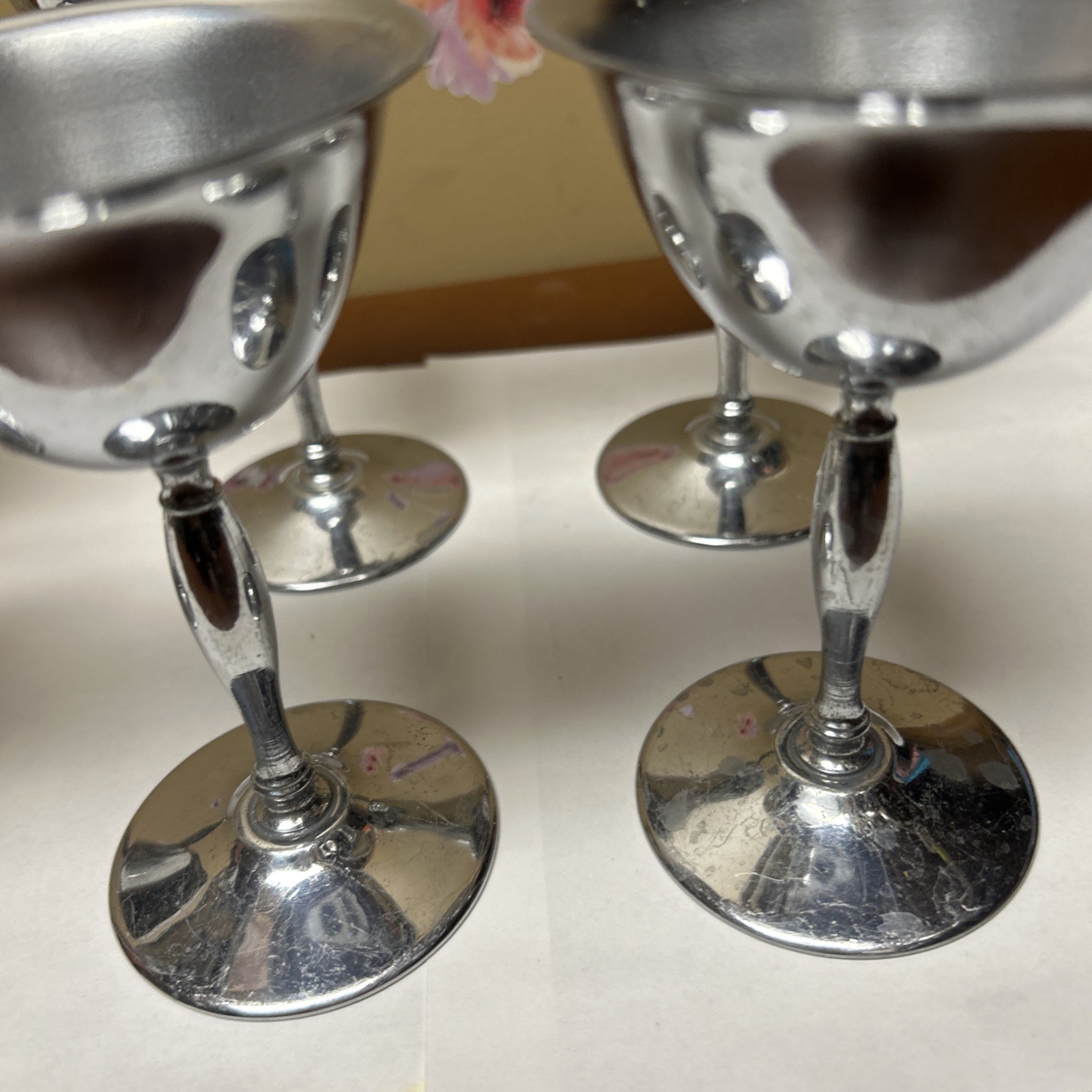 6 Stainless/Chrome-Wine/Champagne Goblets-READ
