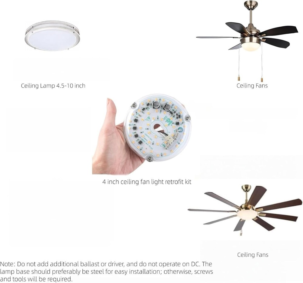 4 inch LED Retrofit Light Kit for Ceiling Fan Light Replacement Panel PCB 18W...