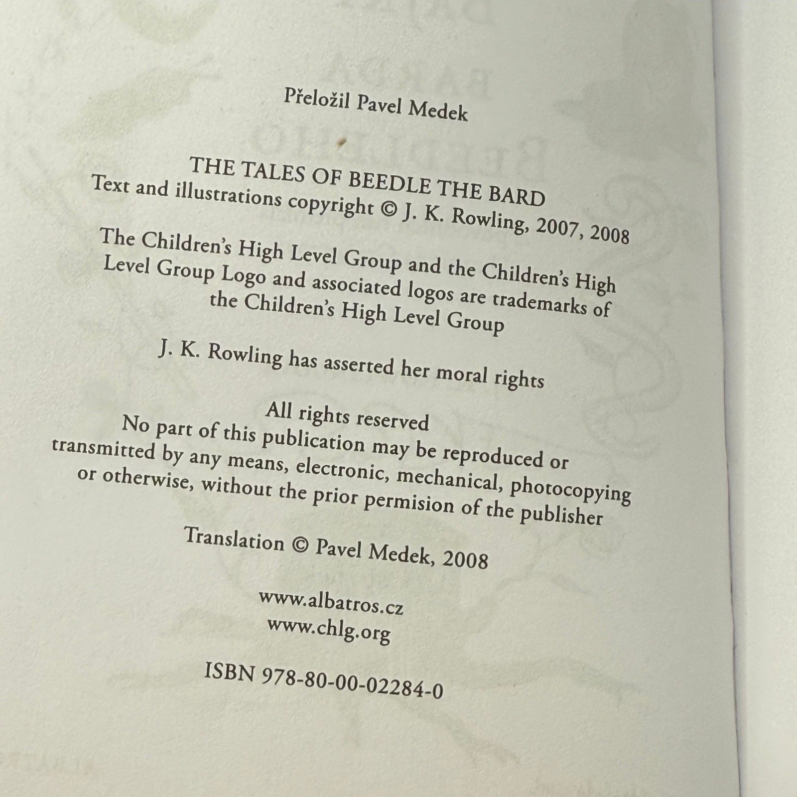 The Tales of Beedle the Bard J K Rowling Hardcover Czech Edition Blue