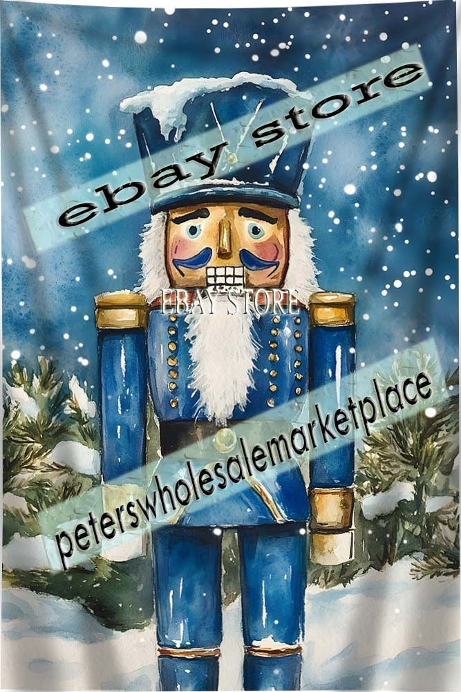 Blue Nutcracker tapestry nutcracker standing scene 39X59 in