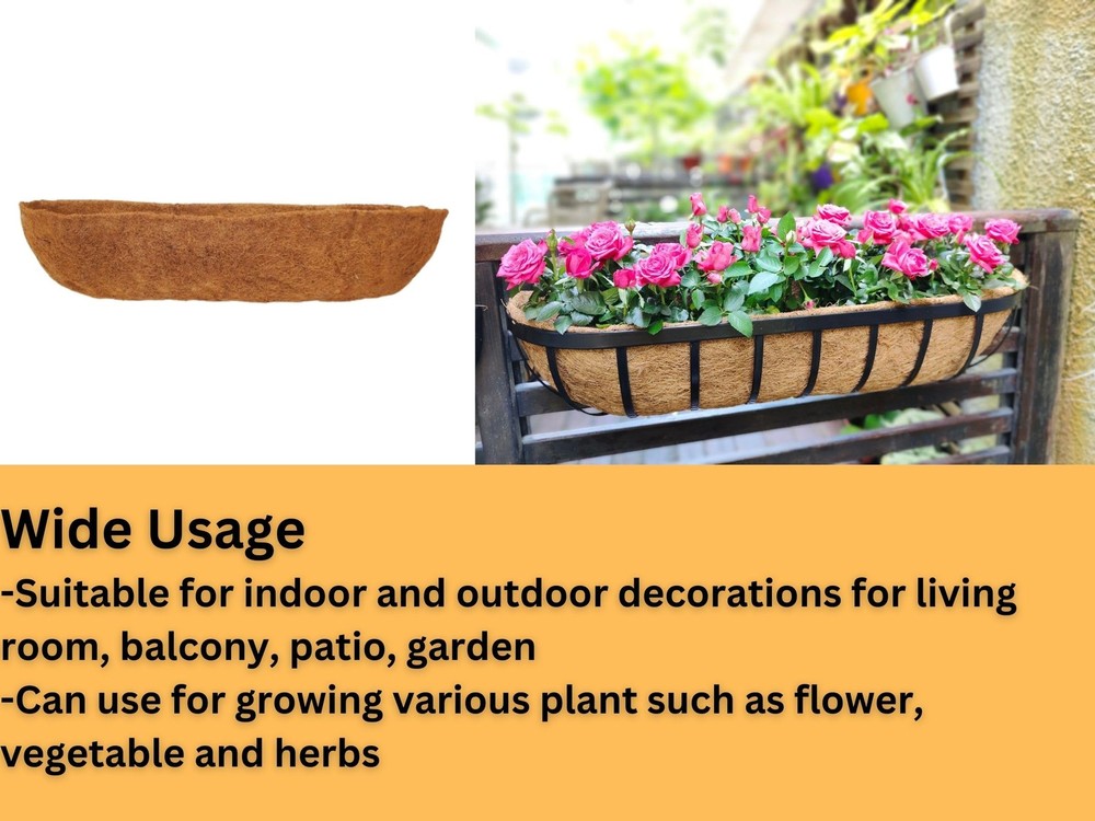 24 inch 2 Pack Half Rounded Rectangular Coco Liner for Window Box Planter: Th...
