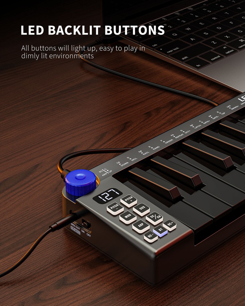 LEKATO 25 Key MIDI Keyboard Mini MIDI Controller USB bluetooth MIDI Keyboard US