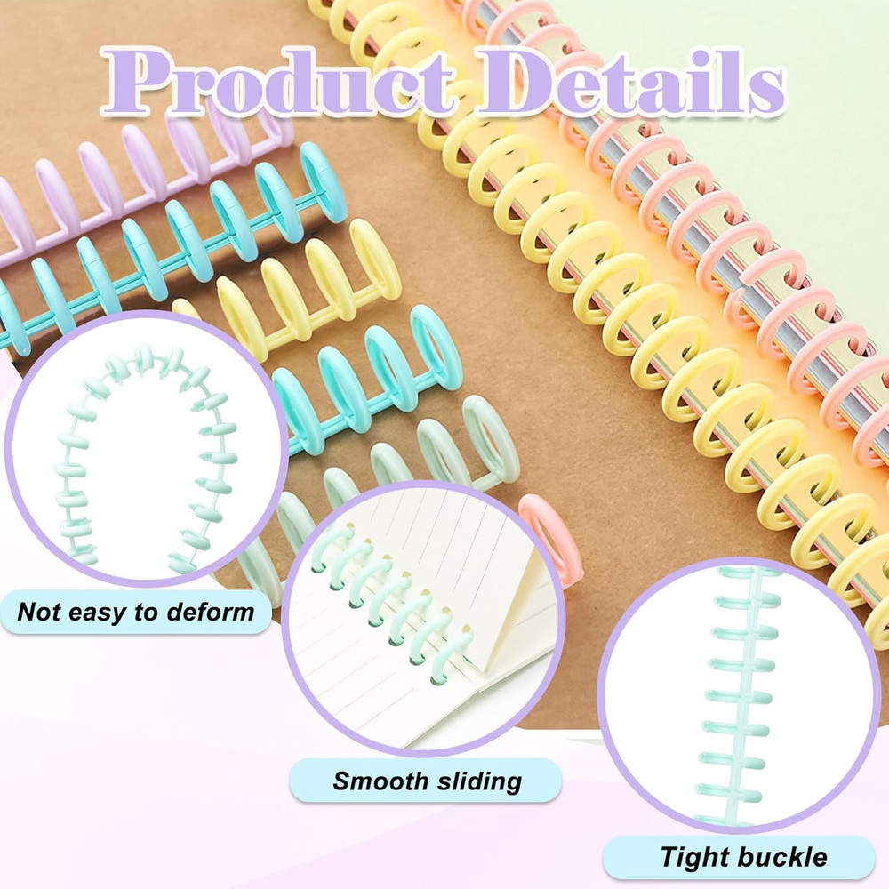 16 PCS Comb Binding Spines, Plastic Spiral Binding Coils, 30 Rings Click Binding
