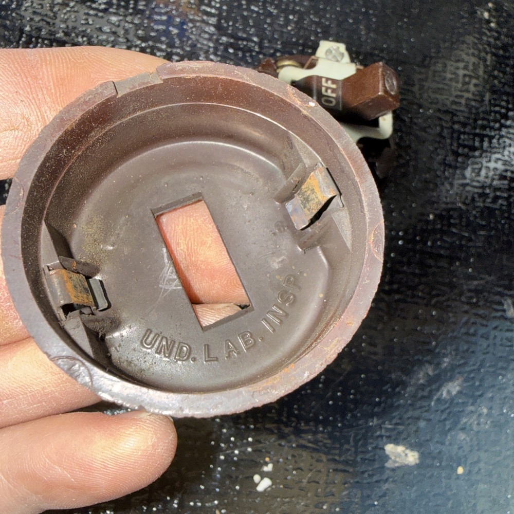 Vintage Round Surface mount Toggle Light Switch Bakelite early 1900s