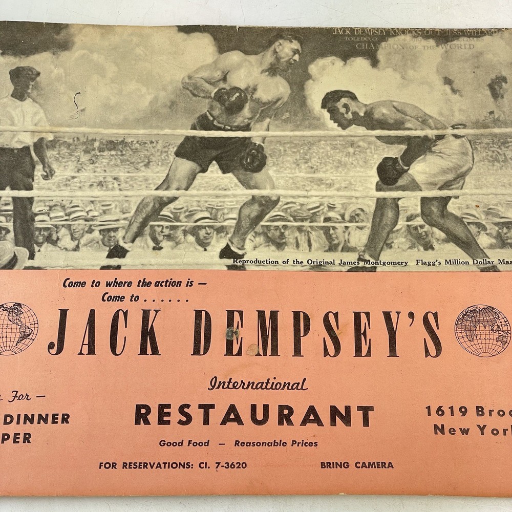 Jack Dempsey’s Restaurant Menu March 7 1971