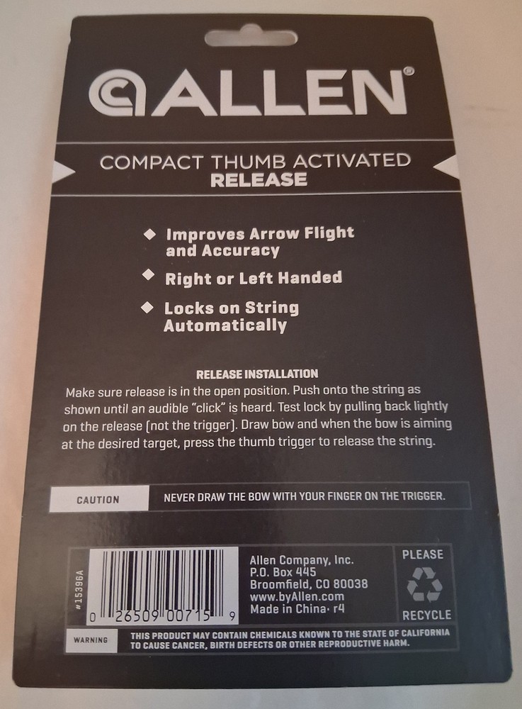 Allen Compact Thumb Adtivated Bow String Release
