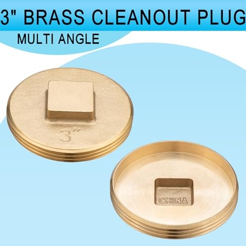 () 3 inch Sewer Cleanout Cap Brass Plug, Countersunk 3"_Countersunk 4 Pack