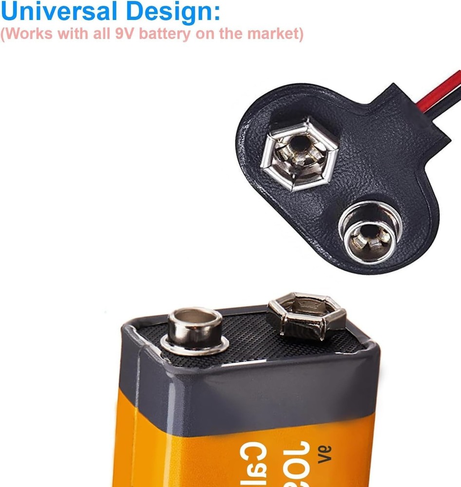 10× T Type 9 V Battery Clip Connector Long Cable Connection Hard Shell Connector