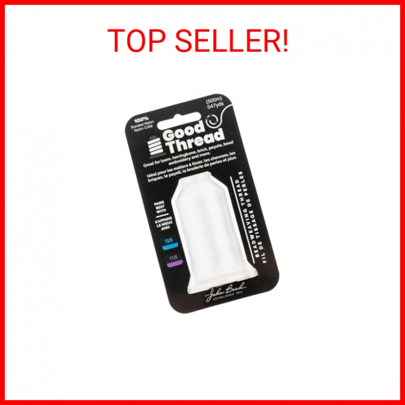 John Bead Good Thread 500m Spool White Bonded Nylon Thread | Beading Thread for