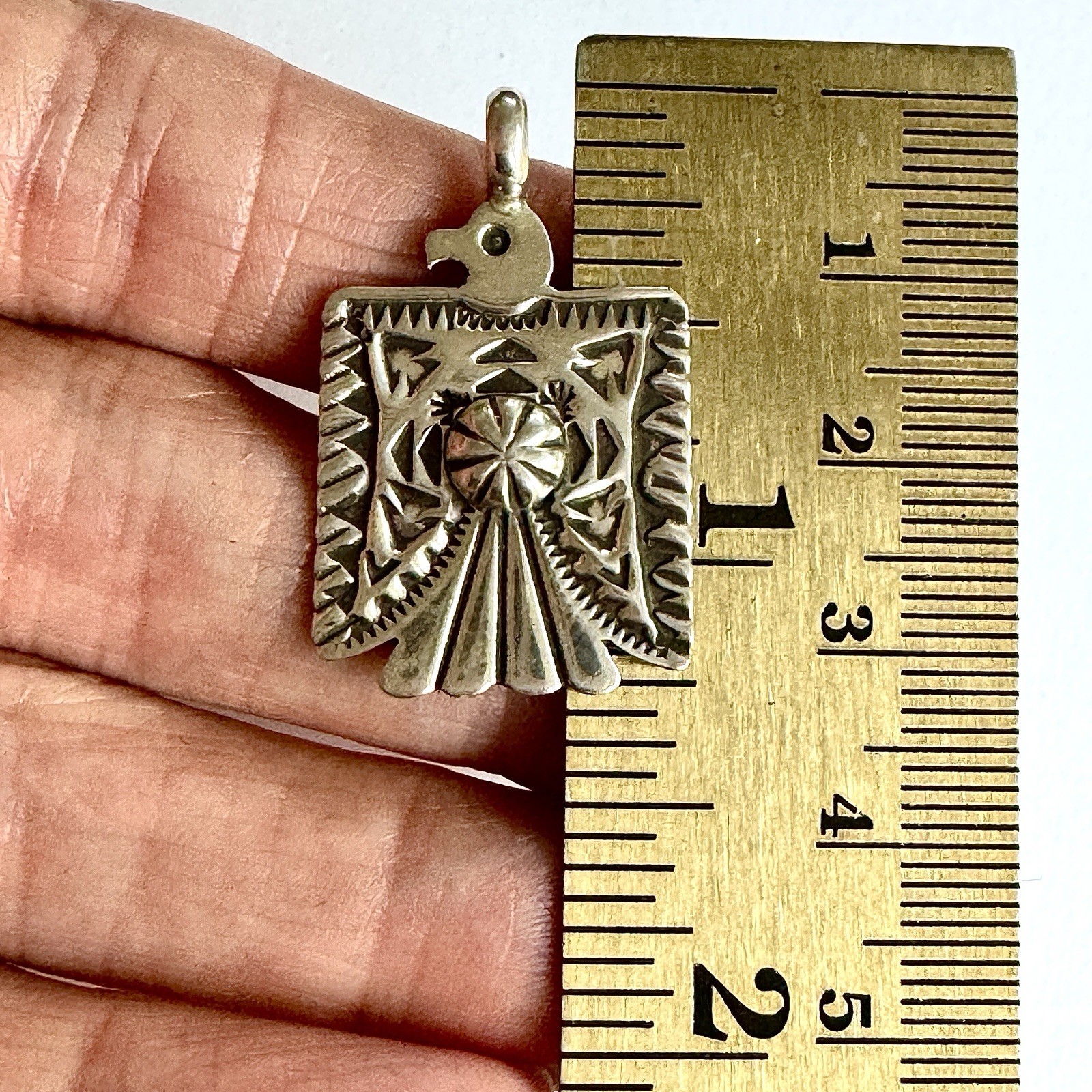 Navajo Thunderbird Pendant 1.25 Signed Cadman Sterling Handmade Harvey Style