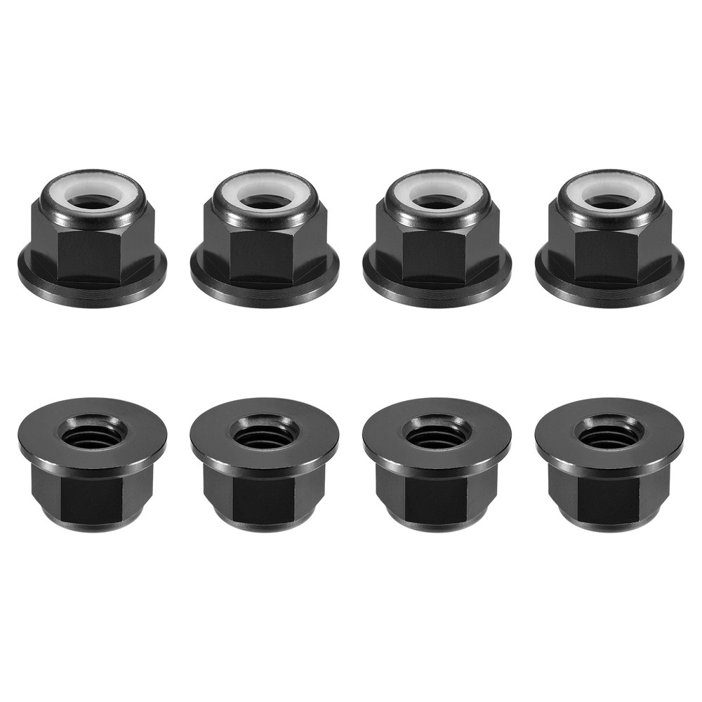 Nylon Insert Hex Lock Nuts, 8pcs - M8x1.25mm Self-Locking Nut(Black)