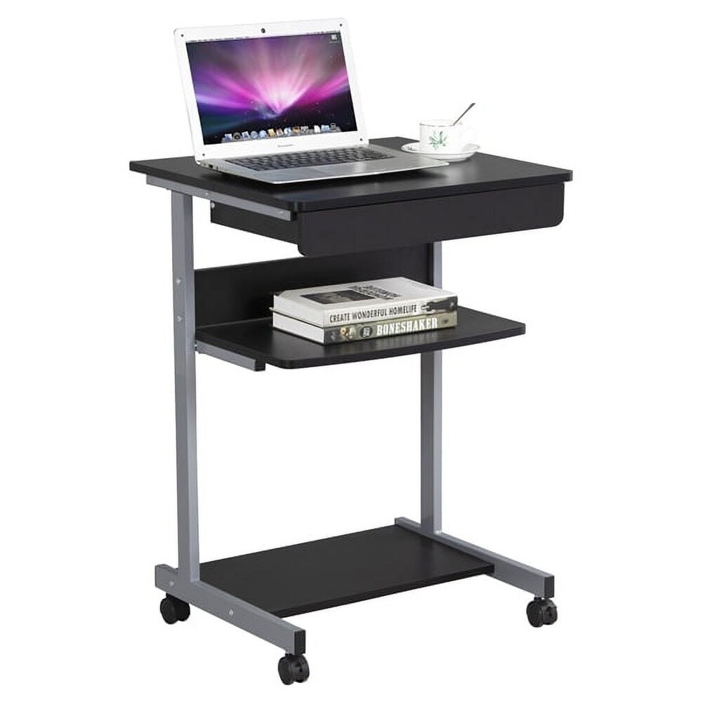 Rolling Computer Desk W/ Shelves Drawer Mobile Office Table Multi-Functional New