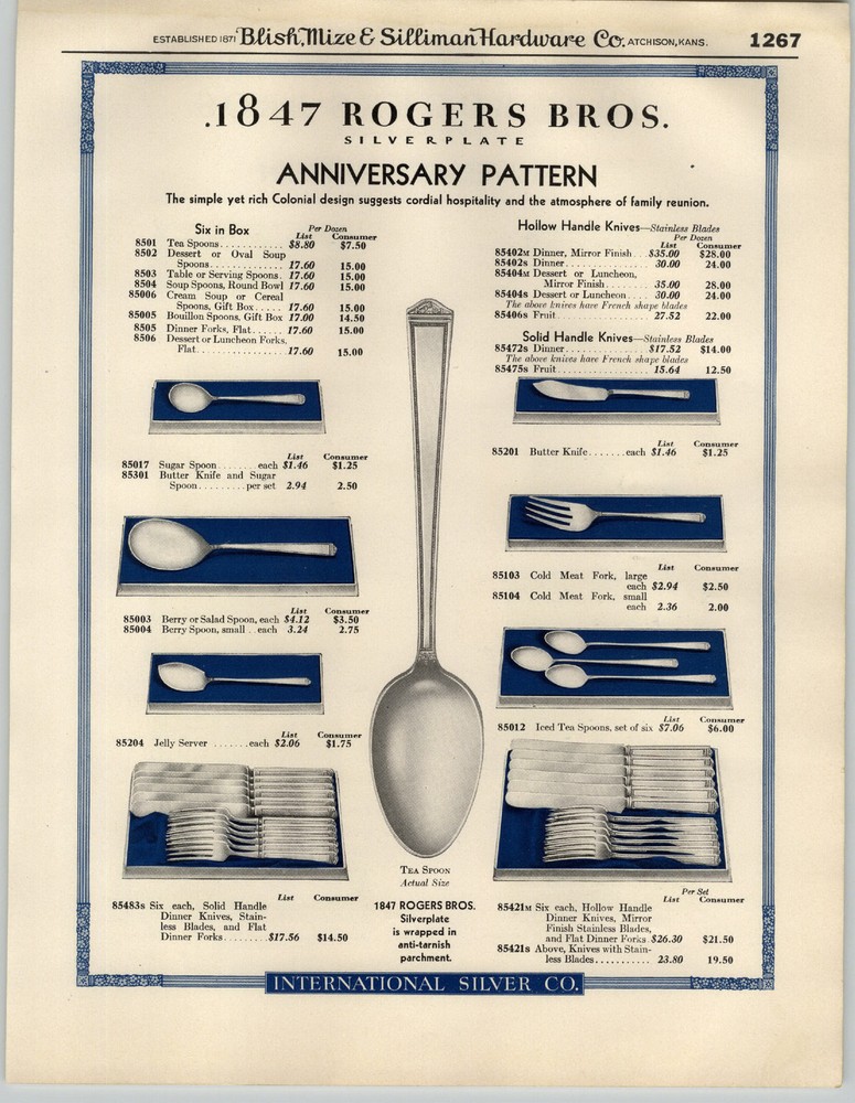 1932 PAPER AD 2 Sided 1847 Rogers Silverware Anniversary Pattern
