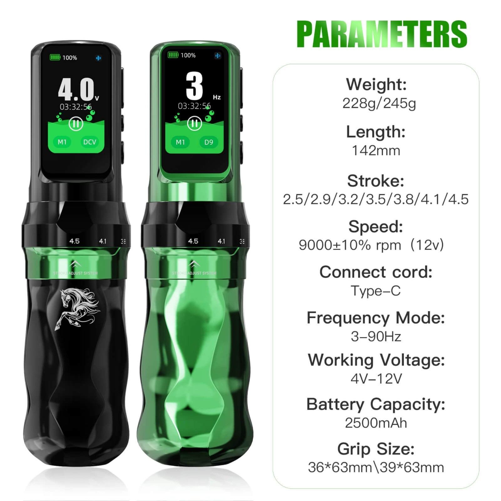 Fold Pro Year of the Horse Edition Wireless Tattoo Pen Machine 2.5-4.5mm 7 Adjus