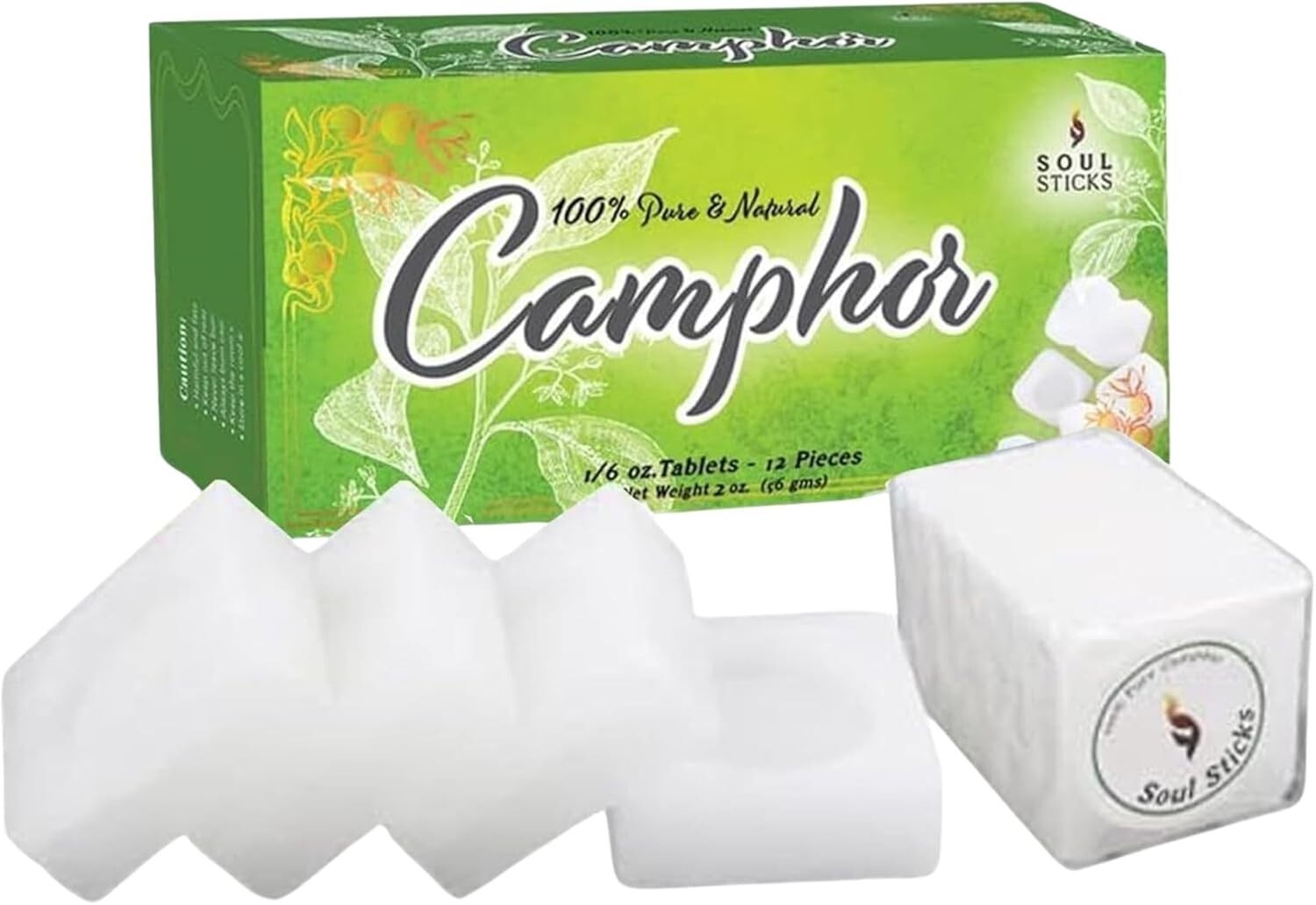 SOUL STICKS Natural Camphor Blocks Pure Camphor Tablets for Aromatherapy & Puja