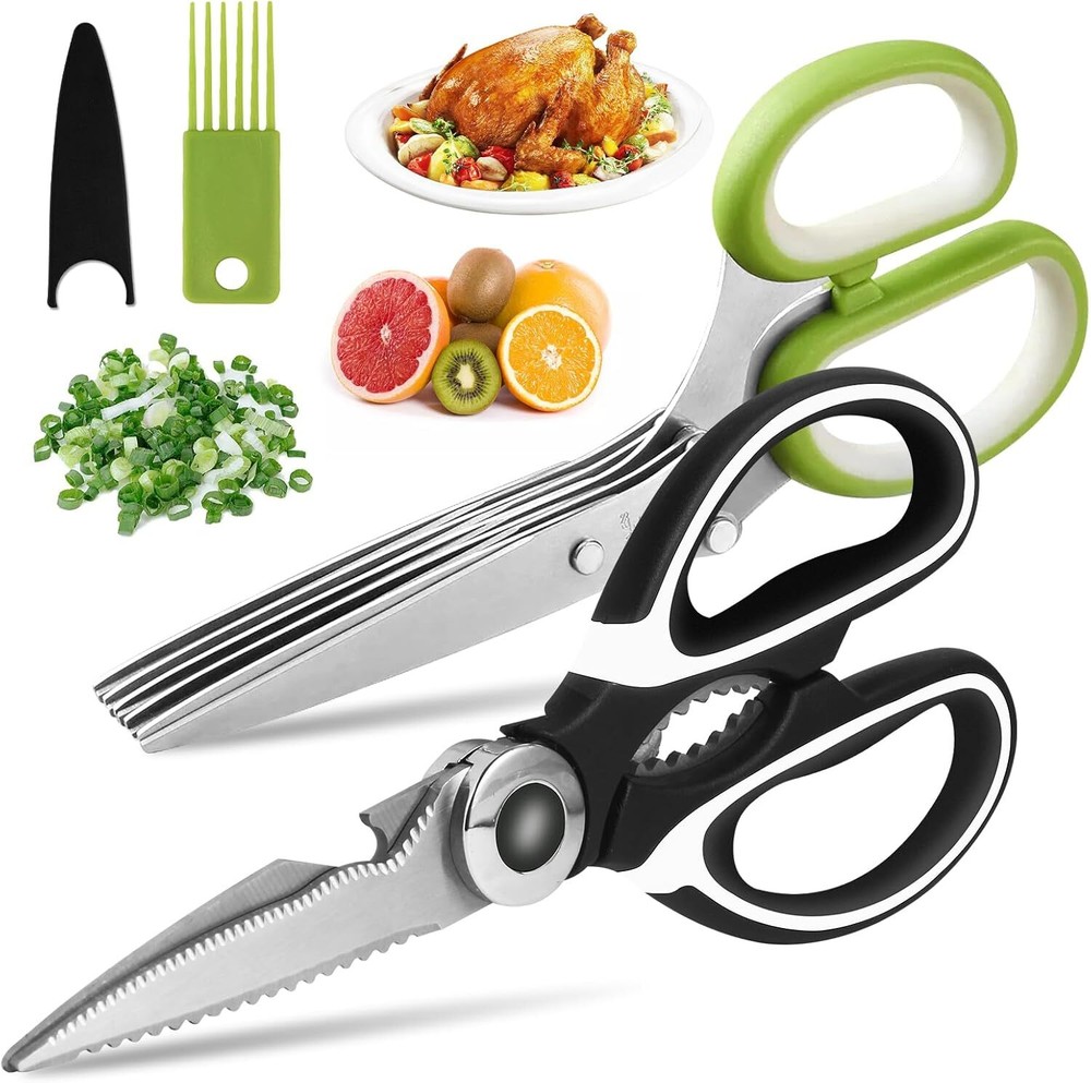 Herb Scissors Set with 5 Blades and Cover - Multipurpose Kitchen Chopping Shear