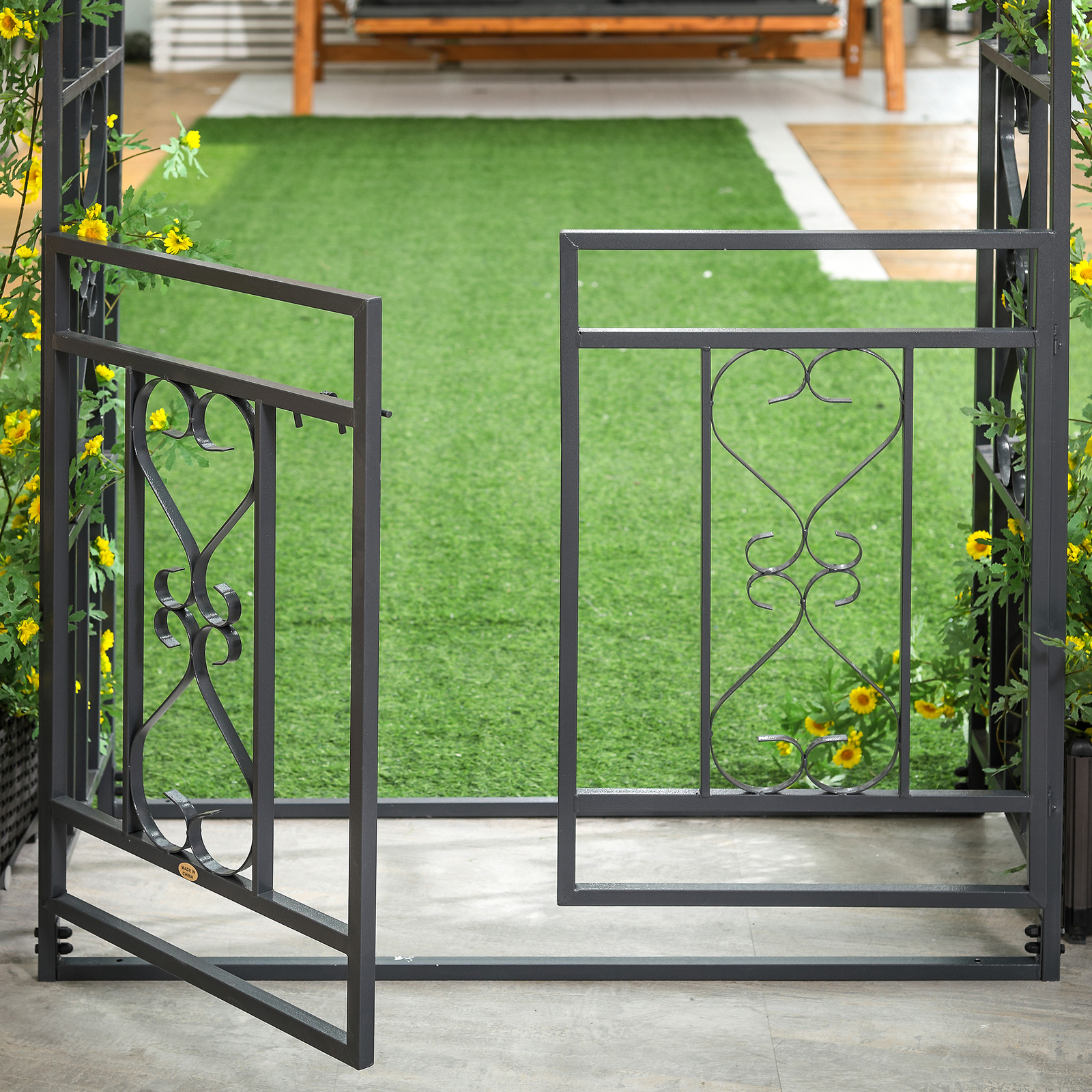 6.75' Outdoor Metal Garden Arbor, Arch, Climbing Plants, Bridal, Wedding, Hearts