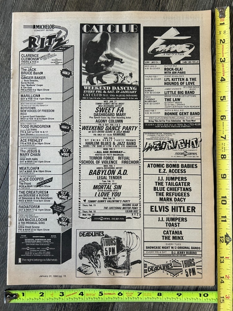 KISS Concert Ad Advert ACE FREHLEY Trouble Walkin 1990 Ritz NYC Vintage Kiss B