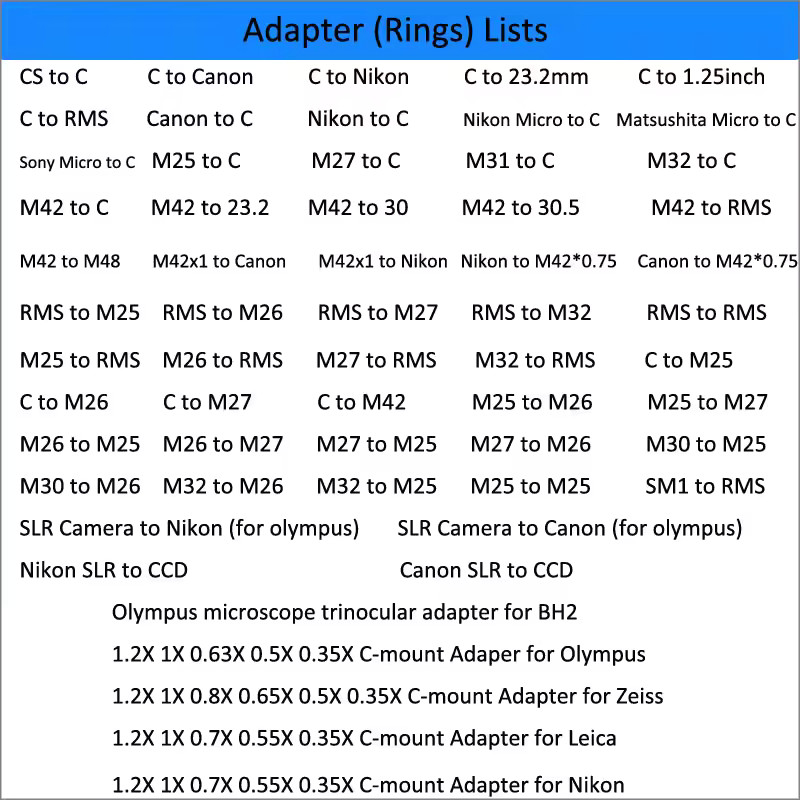 Microscope objective adapter rings M25 M26 M27 M32 RMS objective extension rings
