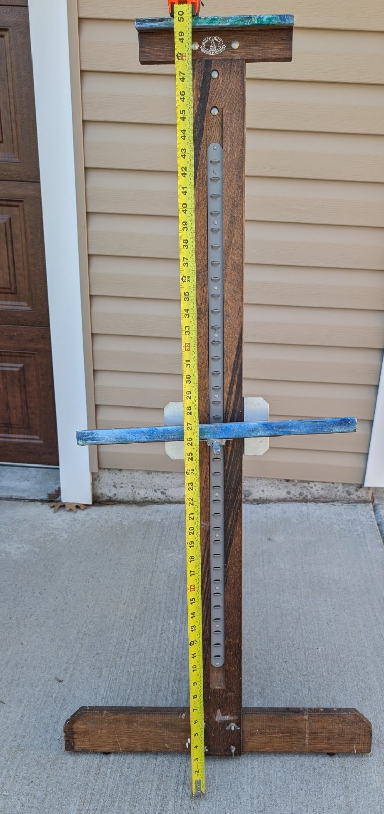 Antique Anco Bilt Large Wooden Floor Easel Folding Artist Studio Decor 4 - 8 ft