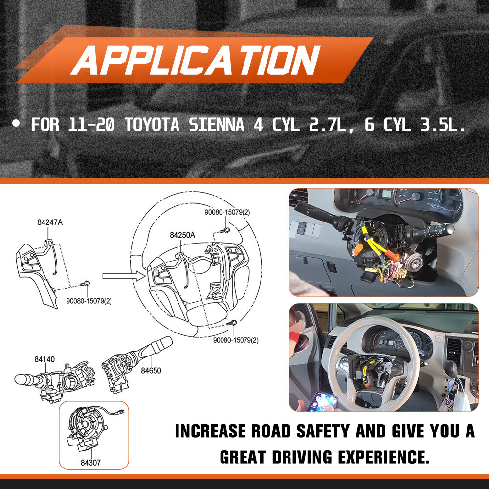 84307-08020 Clock Spring with Angle Sensor For 2011~2018 Toyota Sienna