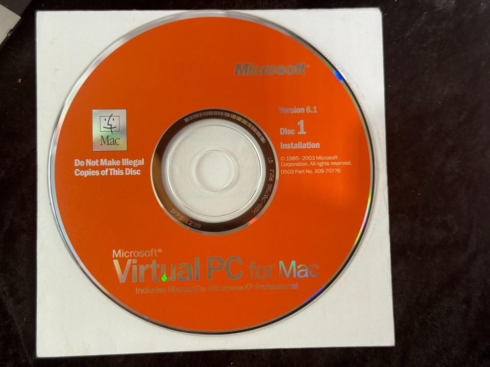 Microsoft Virtual PC for Mac Ver 6.1 w/ Microsoft Windows XP Professional