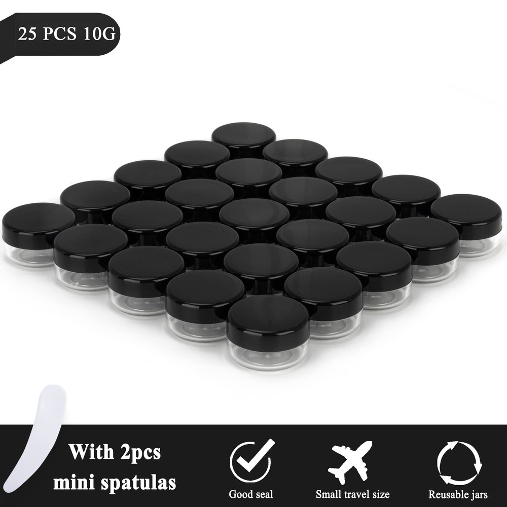 10ml Empty Sample Jars with Lids - 25PCS Mini Containers 2 Spatulas