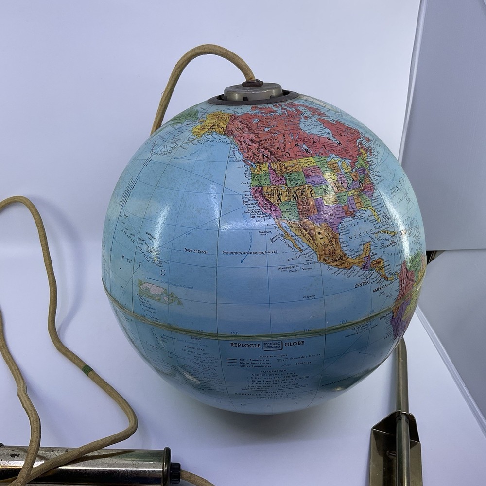 Replogle Vintage Globemaster Relief Globe Wall Mounted Hanging Light Globe