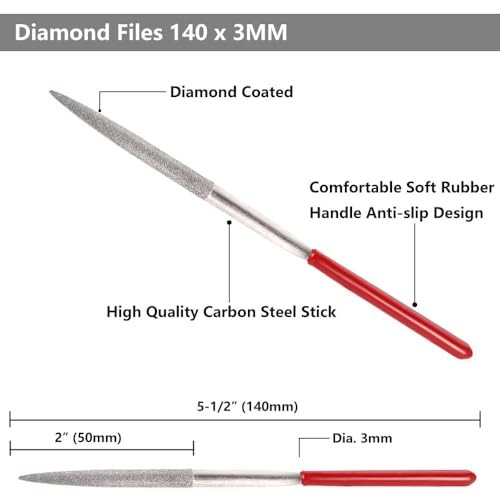 10pc Mini Diamond Metal Files Set - Micro Round Needle, Triangular Square