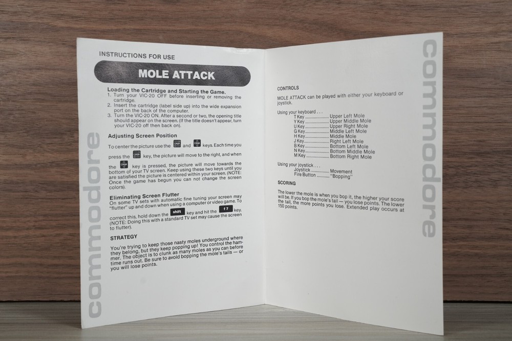 Mole Attack Commodore Vic 20 Manual Only