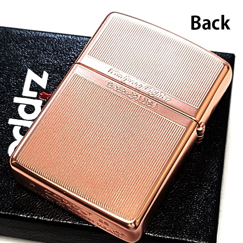 Zippo Logo Armor Arabesque Stripe Etching Pink Gold Matte Silver Lighter