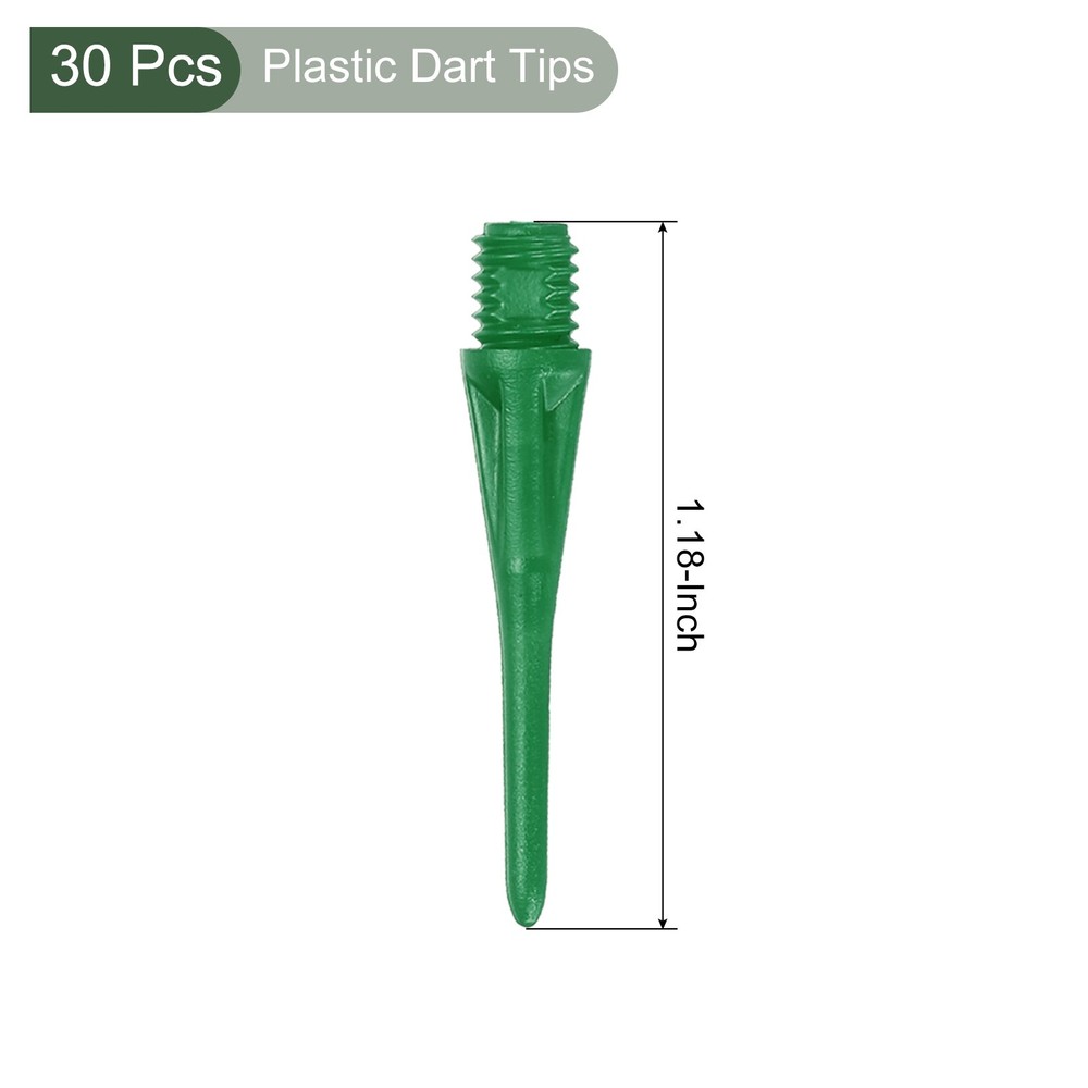 30Pcs Plastic Dart Tips,Game 2BA Thread Soft Darts Tips Green