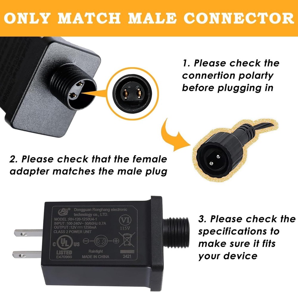 [2Pack] Replacement Yard Inflatable Adapter 12V 1.25A, Transformer US Plug...