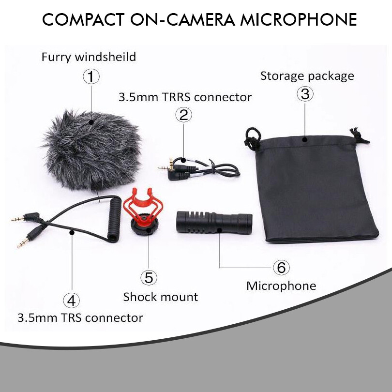 Technical Pro Condenser Compact on-camera Microphone, for Vlogging w Smartphones