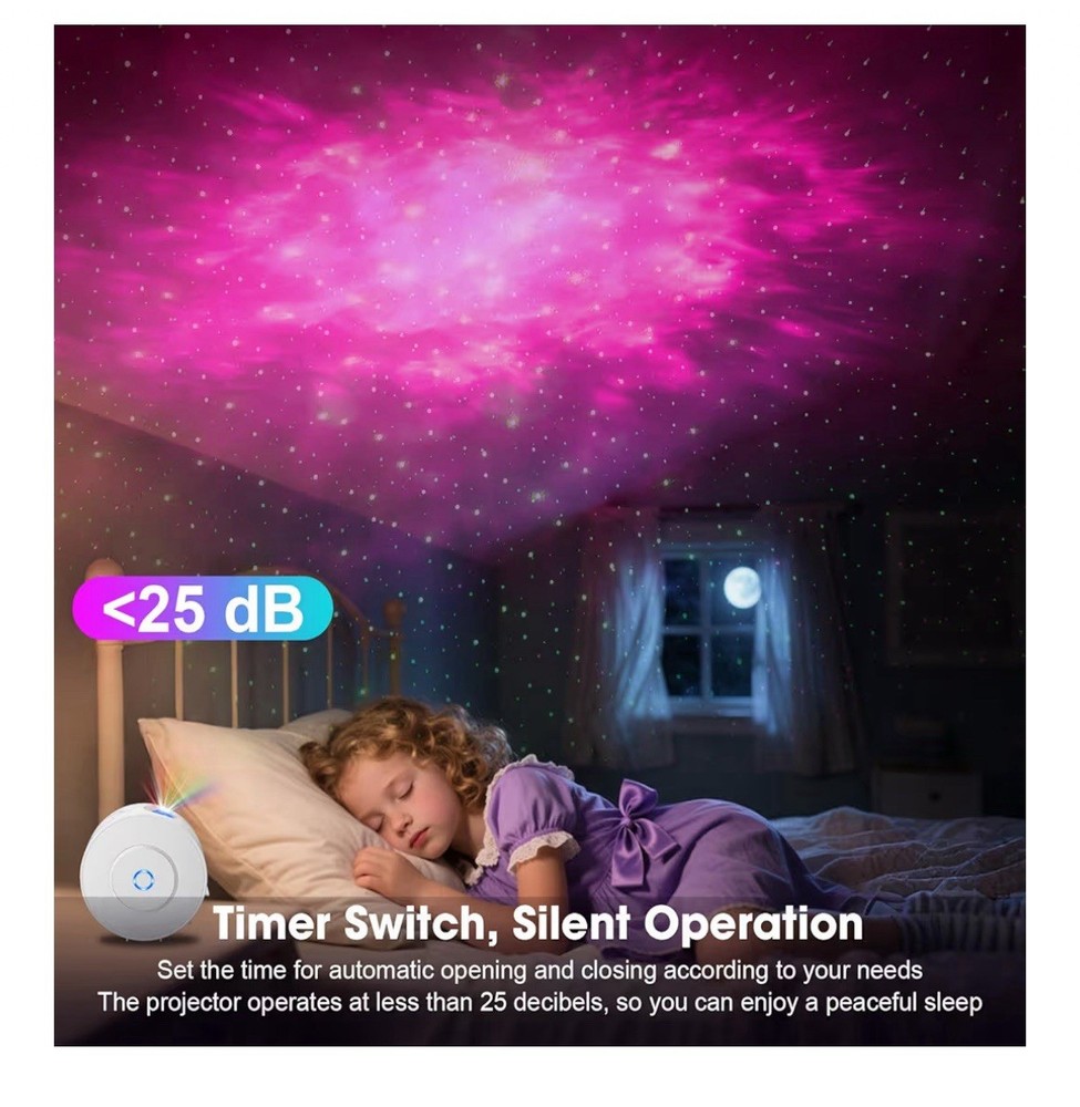 Galaxy Star Projector LED Night Light Bluetooth Speaker Remote App Voice