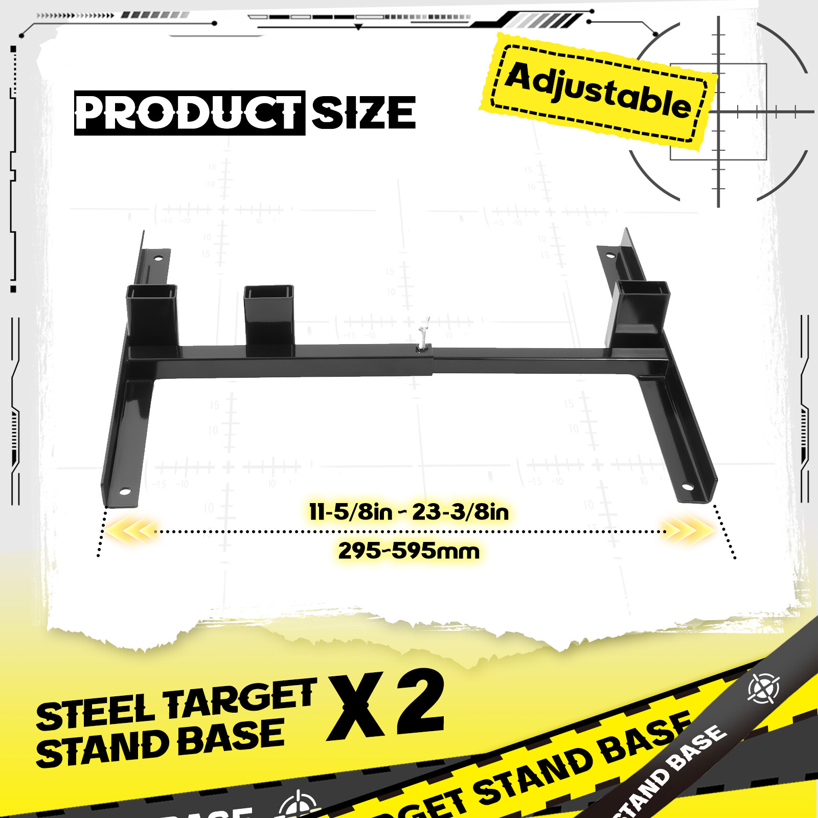 Adjustable H-Shaped Target Stand Base For Paper Silhouette Shooting 2-Pack